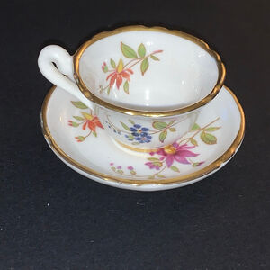 Hammersley Fine Bone China Miniature Teacup Saucer White Floral One Size